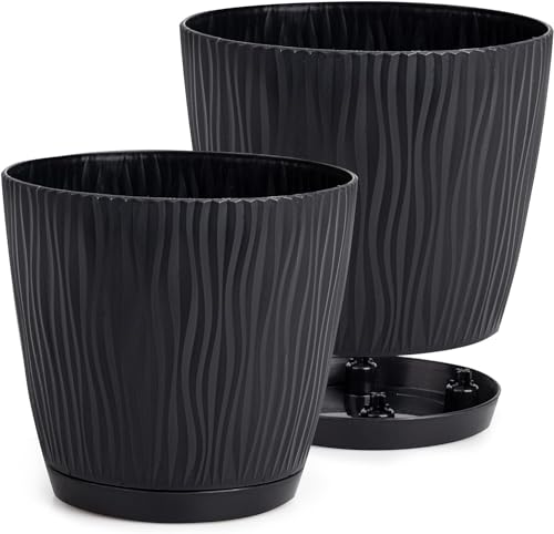 PECZEKO Matte Blumentöpfe - Deko Pflanztopf für Blumen & Kräuter - Langlebige & leichte runde Kunststoff-Pflanzentöpfe für Wohn- & Esszimmer, Küche, Terrasse, Balkon - 2er-Set - (Antrazit, ø 24 cm) PECZEKO Matte Blumentöpfe - Deko Pflanztopf für Blumen & Kräuter - Langlebige & leichte runde Kunststoff-Pflanzentöpfe für Wohn- & Esszimmer, Küche, Terrasse, Balkon - 2er-Set - (Antrazit, ø 24 cm) von PECZEKO