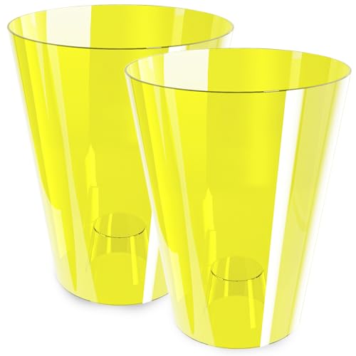 PECZEKO Orchideentopf Übertopf, 2er-Pack, transparent, Blumentopf, Blumenkübel für Orchidee, Pflanzentopf aus Kunststoff, Moderne, schlanke, Runde Form - 2er-Set - (Gelb ø 12 cm) von PECZEKO