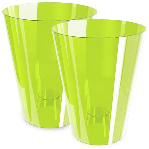 PECZEKO Orchideentopf Übertopf, 2er-Pack, transparent, Blumentopf, Blumenkübel für Orchidee, Pflanzentopf aus Kunststoff, Moderne, schlanke, Runde Form - 2er-Set - (Grün ø 12 cm) von PECZEKO