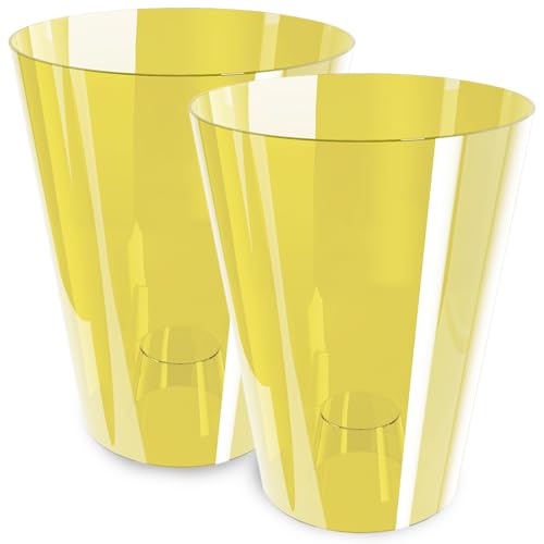 PECZEKO Orchideentopf Übertopf, 2er-Pack, transparent, Blumentopf, Blumenkübel für Orchidee, Pflanzentopf aus Kunststoff, Moderne, schlanke, Runde Form - 2er-Set - (Honig ø 12 cm) von PECZEKO