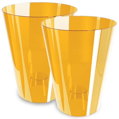 PECZEKO Orchideentopf Übertopf, 2er-Pack, transparent, Blumentopf, Blumenkübel für Orchidee, Pflanzentopf aus Kunststoff, Moderne, schlanke, Runde Form - 2er-Set - (Orange ø 12 cm) von PECZEKO