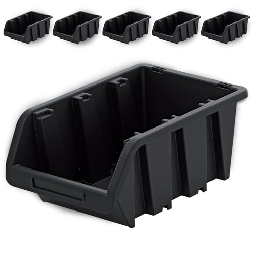 PECZEKO Werkstatt-Stapelkiste, Stapelbox aus PP Kunststoff, Sichtbox Stapelbox, Lagerboxen für Werkzeugswand, Sichtlagerkasten, Sortierbox - Schwarz 5 Stück, 490x298 mm PECZEKO Werkstatt-Stapelkiste, Stapelbox aus PP Kunststoff, Sichtbox Stapelbox, Lagerboxen für Werkzeugswand, Sichtlagerkasten, Sortierbox - Schwarz 5 Stück, 490x298 mm von PECZEKO