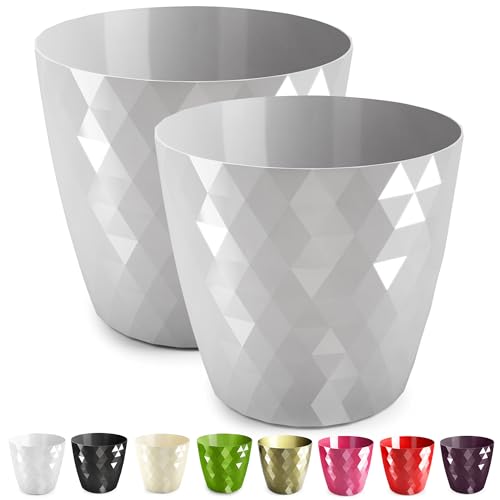 PECZEKO glänzender Blumentöpfe, Kunststoff-Pflanzentöpfe, dekorativer Blumentopf für große und kleine Blumen, 2er-Set Blumentöpf, Pflanztopf, Kräutertopf, (2 Pack) Grau, ø 30 cm von PECZEKO