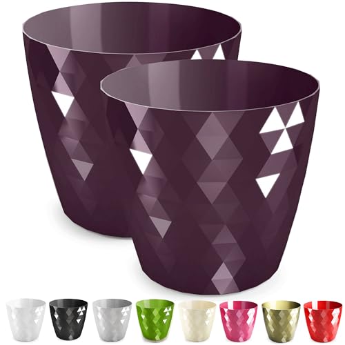 PECZEKO glänzender Blumentopf, Blumentopf aus Kunststoff, dekorativer Blumentopf für große und kleine Blumen, 2er-Set Blumentöpf, Blumentopf, Kräutertopf, (2 Pack) Lila, ø 12 cm von PECZEKO