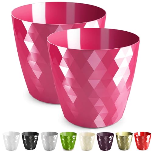 PECZEKO glänzender Blumentöpfe, Kunststoff-Pflanzentöpfe, dekorativer Blumentopf für große und kleine Blumen, 2er-Set Blumentöpf, Pflanztopf, Kräutertopf, (2 Pack) Rosa, ø 25 cm von PECZEKO