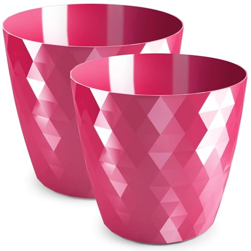 PECZEKO glänzender Blumentöpfe, Kunststoff-Pflanzentöpfe, dekorativer Blumentopf für große und kleine Blumen, 2er-Set Blumentöpf, Pflanztopf, Kräutertopf, (2 Pack) Rosa, ø 14 cm von PECZEKO