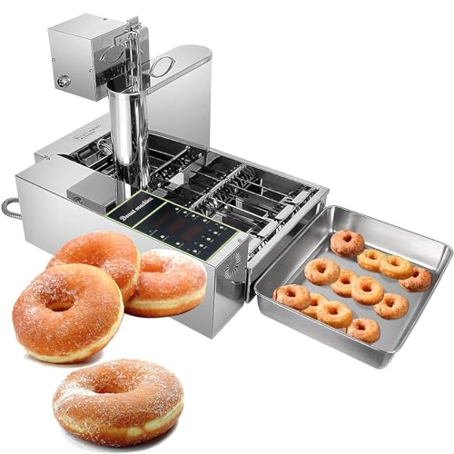 4-reihige 6-Liter-Donut-Maschine, automatische Donut-Maschine, einstellbare Dicke aus Edelstahl 304, Frittiertemperatur kann auf bis zu 50~220 ° eingestellt werden, geeignet für den gewerblichen und von PEDDCEX