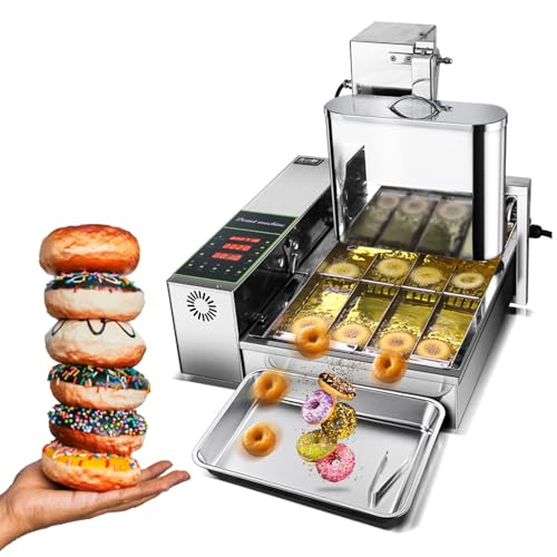 Kommerzielle Donut-Friteuse – Automatische Donut-Maschine mit 4-reihigem Trichter, professionelle Donut-Friteuse aus Edelstahl, einstellbare Dicke – 360 Stück/h Donuts herstellen, für Bäckerei/Café/Im von PEDDCEX