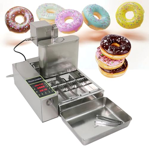 Kommerzielle automatische Donut-Maschine – Einstellbare Dicke, 5,5 l Edelstahl-Trichter – 360 Stück/h – Automatisches Umdrehen – Professionelle Donut-Friteuse aus Edelstahl für Bäckerei/Café/Imbisssta von PEDDCEX