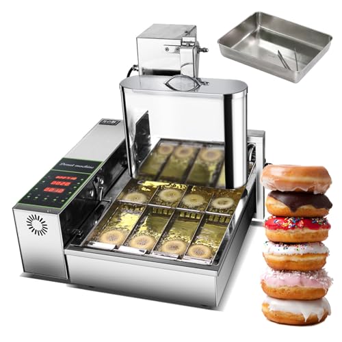Kommerzielle automatische Donut-Maschine mit intelligentem Bedienfeld, einstellbarer Dicke und 5,5-l-Trichter aus Edelstahl – Donut-Friteuse mit automatischem Flip für Bäckereien/Cafés/Imbissstände von PEDDCEX