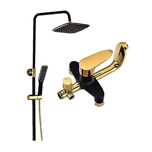 MOLVUS Duschset, Duschkopf-Set, Wandmontage, DREI-Funktions-Sprühbrause, Regen-Handbrause, Wasserhahn, Badezimmer-Duschköpfe (Farbe: Schwarz) von PEDDCEX