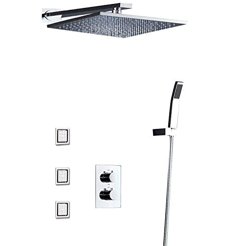 MOLVUS Duschset Duschkopf 3-Wege-Duschkopf mit Heizung für Badezimmer mit Rumpf-Duschset Badarmaturen (Farbe: Silber) von PEDDCEX