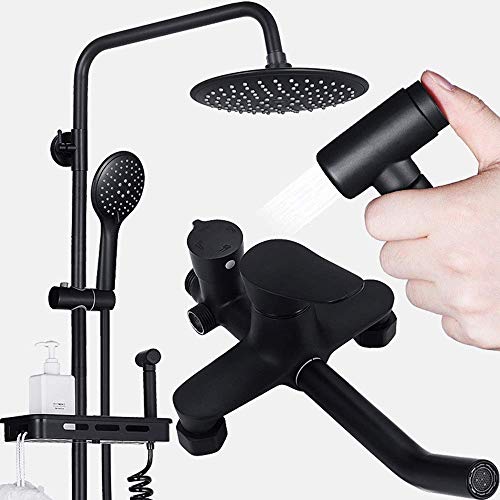 MOLVUS Duschset Schwarzes Duschset Duschset Dusch-Sprühpistole Duschkopf Dusche Vier-Geschwindigkeits-Boost Feste Duschköpfe von PEDDCEX