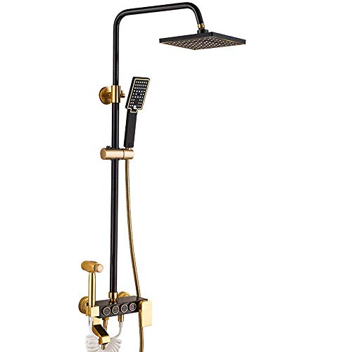 MOLVUS Duschset Space Aluminium Schwarz Dusche Viergeschwindigkeits-Duschset Badezimmer Druckduschkopf Feste Duschköpfe von PEDDCEX