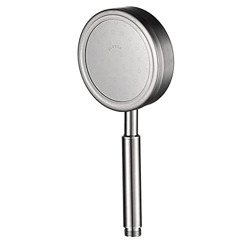 MOLVUS Handbrausekopf, Hochdruck-Handbrause aus Edelstahl 304, runde Form, Einzelfunktion, Handbrausekopf, geeignet für Hotel- und Familienbadezimmer, gebürstet von PEDDCEX