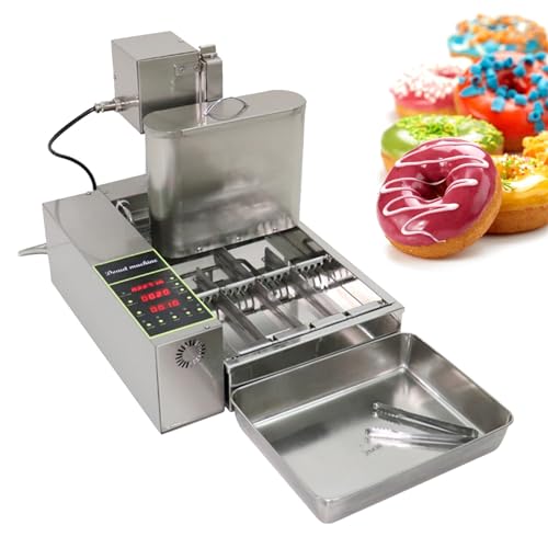 Professionelle kommerzielle automatische Donut-Maschine – Einstellbare Dicke, 5,5 l Edelstahl-Trichter – 360 Stück/h – Automatisches Umdrehen – für Bäckereien, Cafés und Imbissstände – Donut-Friteuse von PEDDCEX