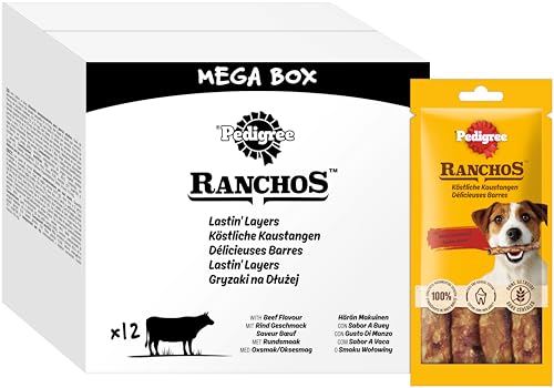 PEDIGREE® RANCHOS™ Beutel Multipack Mega Box Köstliche Kaustangen mit Rind Geschmack 12 x 40g von Pedigree