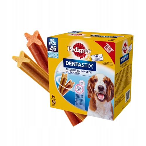 PEDIGREE DENTASTIX MEDIUM 56ST - Hundeleckerlis für mittelgroße Hunde - Hühnchen, Rind - 56g von Pedigree