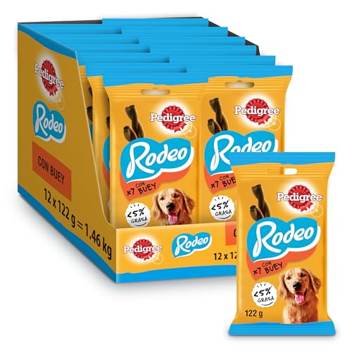 PEDIGREE Rodeo Hundesnacks für Hunde mit Rindfleisch 12 x 7 Stück (12 x 122g) von PEDIGREE