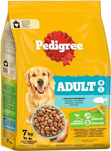 Pedigree Adult Hunde Trockenfutter für ausgewachsene Hunde mit Fisch und Gemüse 7kg von Pedigree