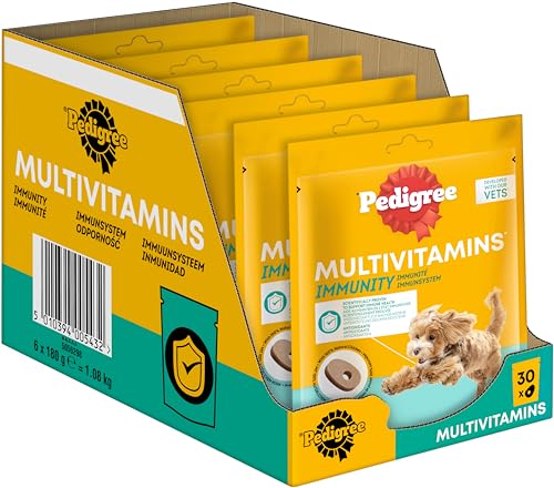 Pedigree Hundesnacks Multivitamins Immunsystem - 30 weiche Hundeleckerlis, 6x180g - Supplements zur Unterstützung des Immunsystems, einfache Fütterung Pedigree Hundesnacks Multivitamins Immunsystem - 30 weiche Hundeleckerlis, 6x180g - Supplements zur Unterstützung des Immunsystems, einfache Fütterung von Pedigree