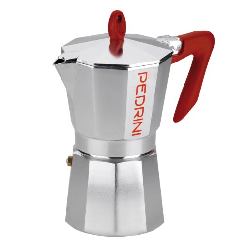 PEDRINI Kaffeemaschine, Moka für Espresso, Aluminiumlegierung EN 601, italienisches Design (Rot, 6 Tasse) von PEDRINI