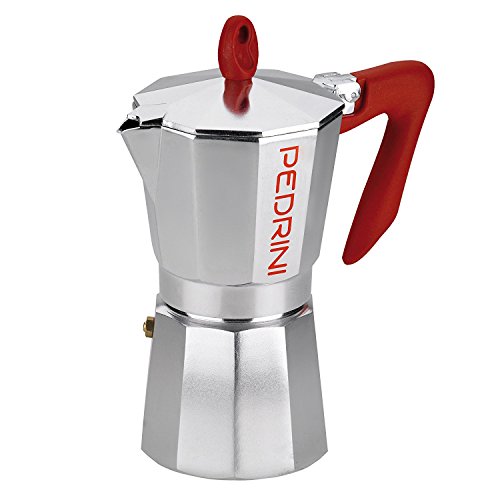 PEDRINI Kaffeemaschine, Moka für Espresso, Aluminiumlegierung EN 601, italienisches Design (Rot, 9 tasse) von PEDRINI