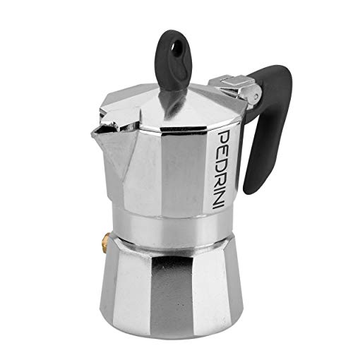 PEDRINI Kaffeemaschine, Moka für Espresso, Aluminiumlegierung EN 601, italienisches Design (Schwarz, 1 Tasse) von PEDRINI