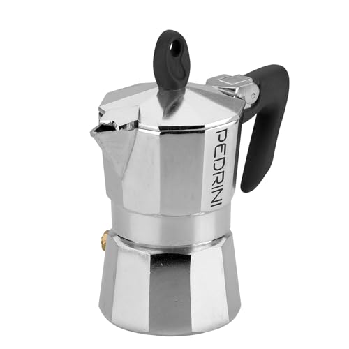 PEDRINI Kaffeemaschine, Moka für Espresso, Aluminiumlegierung EN 601, italienisches Design (Schwarz, 2 tasse) von PEDRINI
