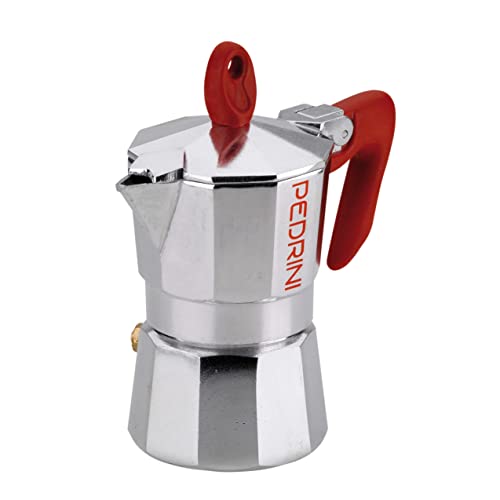 Pedrini 9081 Kaffettiera-1 TZ (50 ml), Aluminium, silber / rot, 1 tazza von PEDRINI
