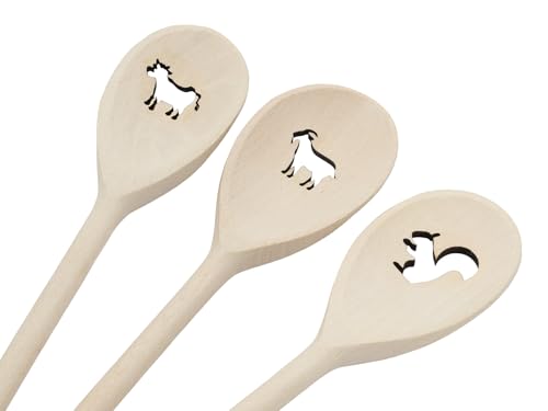 PEEWIT 3er Set Holzlöffel Küchenzeile Kochlöffel Tiere von PEEWIT
