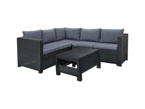 Gartenmöbelset Provence - Loungemöbel Set in Rattan Optik - Garten Ecksofa mit Gartentisch - Outdoor Sitzecke für 4-5 Personen - Sitzgruppe Wetterfest - ideal für Garten, Terrasse, Balkon von PEGASO