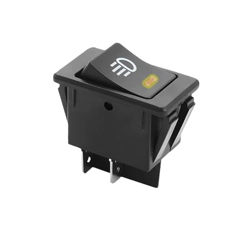 1 2-Gang-4-poliger 12-V-35-A-Schalter-Steuerknopf, Auto-Nebellicht mit LED-Bootsschalter, schwarzes PC-Material(Yellow) von PEGGMZYX