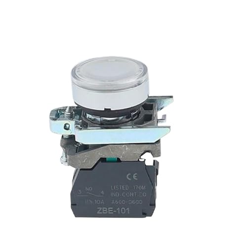 1 STÜCKE XB4 Druckknopfschalter sofortiger Selbstrückstellung 22mm Netzschalter mit Licht(Button White,12V_1NO) von PEGGMZYX