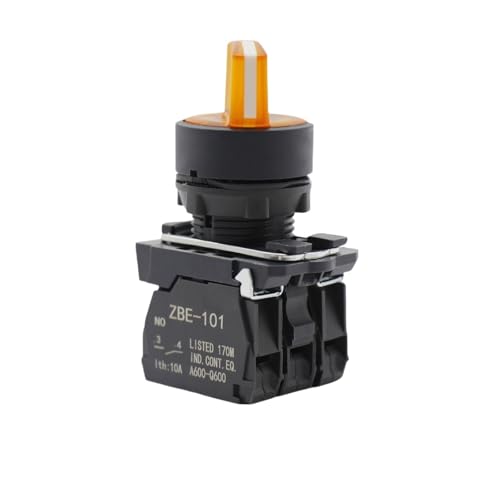 1 XB5 Serie Schalterknopf mit Lichtauswahltaste 2-Gang 3-Gang XB5AK133B3 ZBE-102/101(Yellow,2GEAR_1NO_220 V) von PEGGMZYX