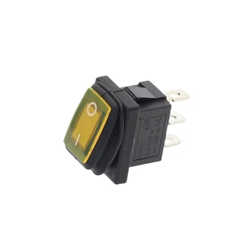 1 stück KCD1 10A / 250V 12V / 220V LED Druckschalter EIN-AUS EIN-EIN(Yellow,220V ON-OFF) von PEGGMZYX