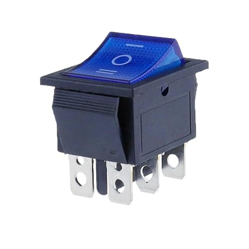 1 stücke/5 stücke KCD4 Wippschalter Ein-Aus-Ein Netzschalter 3-Positionen 6-Pin mit Licht 16A 250VAC/ 20A 125VAC(Blue,5PCS) von PEGGMZYX
