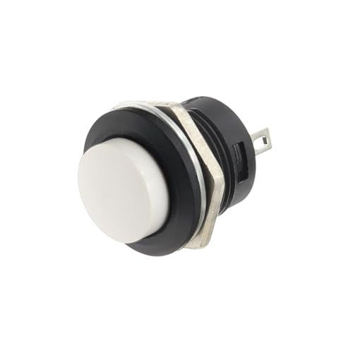 100 Stück R13-507 Momentary SPST Schließer Rot Schwarz Weiß Gelb Grün Blau Rundkappe Druckschalter AC 6A/125V 3A/250V 6 Farben(WHITE) von PEGGMZYX