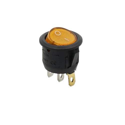 12V 220V LED Schalter 16A Netzschalter 3-polig KCD1 20mm(Yellow-Round) von PEGGMZYX