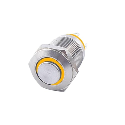 12mm hoher runder Druckschalter LED-Licht selbstrückstellend 3V5V6V12V24V(Yellow,RESET_3-6V) von PEGGMZYX