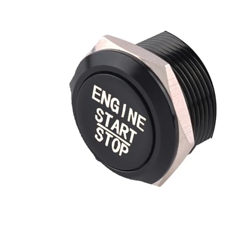16/19/22 mm Metall-Druckknopf-Stoppschalter ohne Schlüssel mit LED-Licht 12 V(Black - White,RESET_19MM) von PEGGMZYX