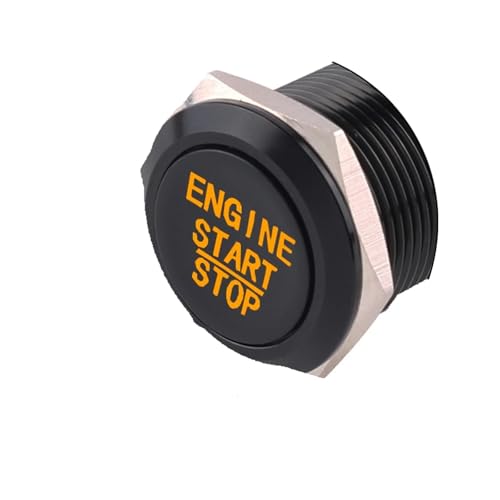 16/19/22 mm Metall-Druckknopf-Stoppschalter ohne Schlüssel mit LED-Licht 12 V(Black - Yellow,RESET_16MM) von PEGGMZYX