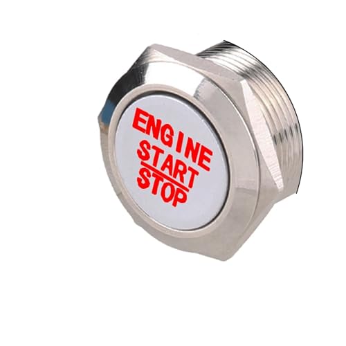 16/19/22 mm Metall-Druckknopf-Stoppschalter ohne Schlüssel mit LED-Licht 12 V(Siliver - Red,RESET_22MM) von PEGGMZYX