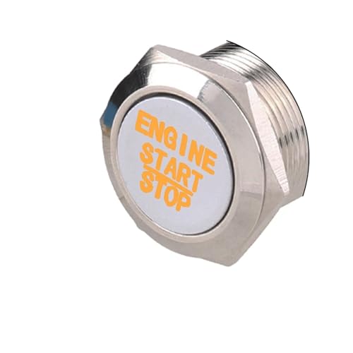 16/19/22 mm Metall-Druckknopf-Stoppschalter ohne Schlüssel mit LED-Licht 12 V(Siliver - Yellow,RESET_22MM) von PEGGMZYX