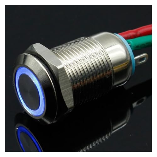 1PC 12MM mit LED 12V 24V 220V Metall Push Button Switch Beleuchtet(Blue,12V) von PEGGMZYX