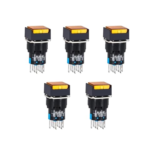 5er-Pack 12 V 24 V LED-Beleuchtung halten selbstsichernden Schalter Druckschalter 16 mm(Yellow,12V_SELF-LOCK_1NO 1NC) von PEGGMZYX