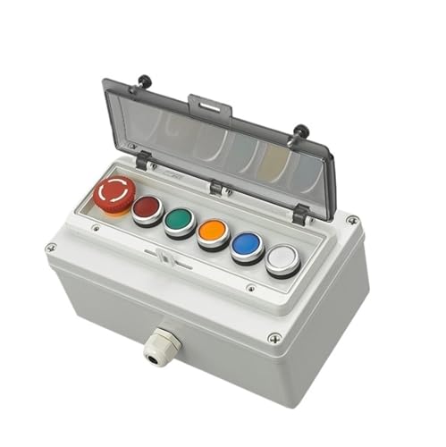 AC220V Druckknopf-Steuerschalterkasten Not-Aus-Start-Kontrollleuchte Selbstwiederherstellungsschalter Anschlussdose(Army green) von PEGGMZYX