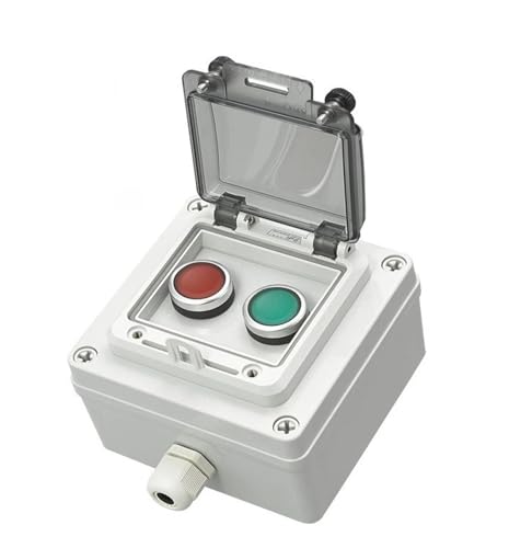 AC220V Druckknopf-Steuerschalterkasten Not-Aus-Start-Kontrollleuchte Selbstwiederherstellungsschalter Anschlussdose(Black) von PEGGMZYX