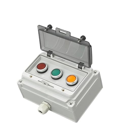 AC220V Druckknopf-Steuerschalterkasten Not-Aus-Start-Kontrollleuchte Selbstwiederherstellungsschalter Anschlussdose(Brown) von PEGGMZYX