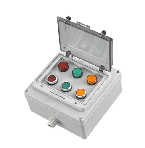 AC220V Druckknopf-Steuerschalterkasten Not-Aus-Start-Kontrollleuchte Selbstwiederherstellungsschalter Anschlussdose(Dark Grey) von PEGGMZYX